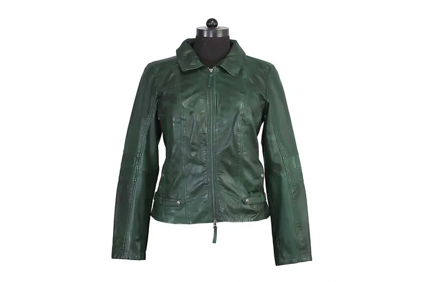 Elytra Swivel Green Women's Leather Jacket